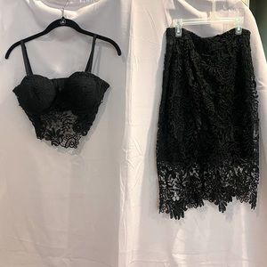 Bebe Lace Skirt and Crop-Top